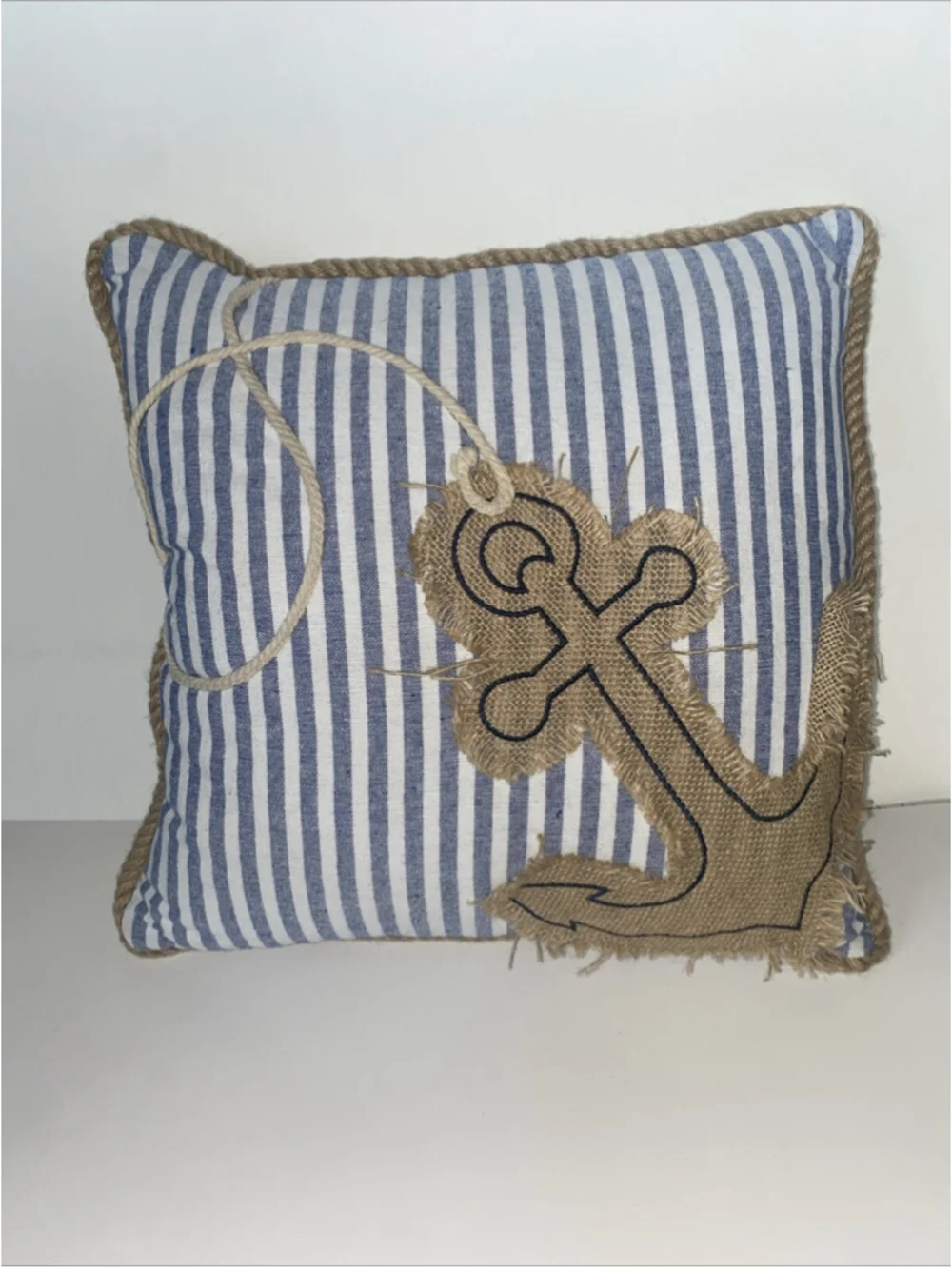 Coastal Living Nautical Cotton Polyester Burlap Anchor Throw Pillow 17”